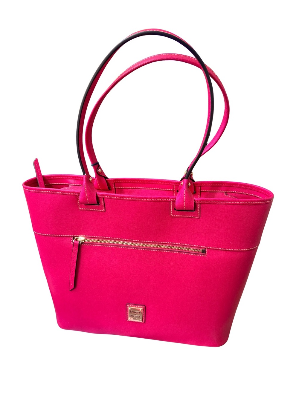 NWT Dooney & Bourke Saffiano Large Zip Tote Hot Pink Leather $328 BSAFF1465